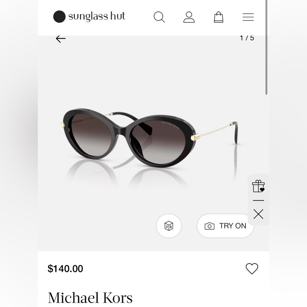 Michael Kors Black Oval Sunglasses with Gold Accents